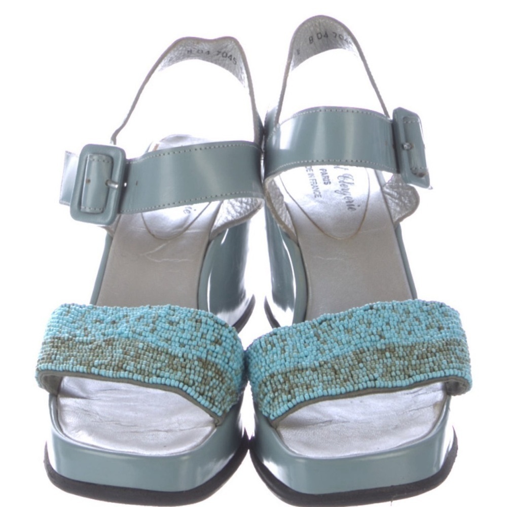 Robert Clergerie Blue Leather Beaded Sandals Size: 7 1/2 - Picture 6 of 6
